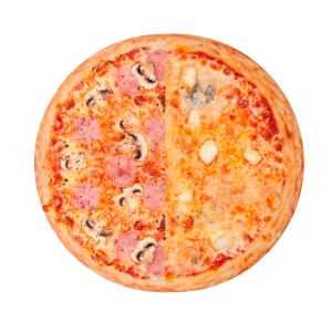 Пицца "4 сыра" + пицца "Ветчина-грибы"