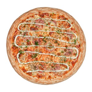 Пицца "Классика с ветчиной и курой под соусом Цезарь" 25 см.